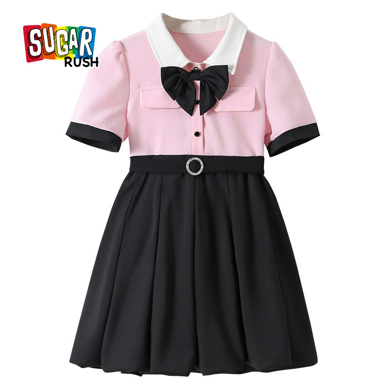 Girls Pink Cotton Fit & Flare Dress