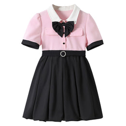 Girls Pink Cotton Fit & Flare Dress