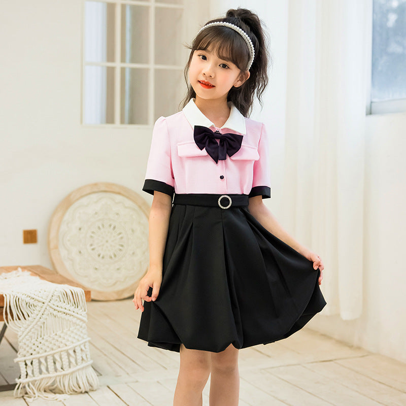 Girls Pink Cotton Fit & Flare Dress