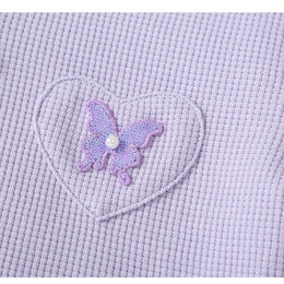 Girls Purple Shirt Collar Pure Cotton Top with Skirt