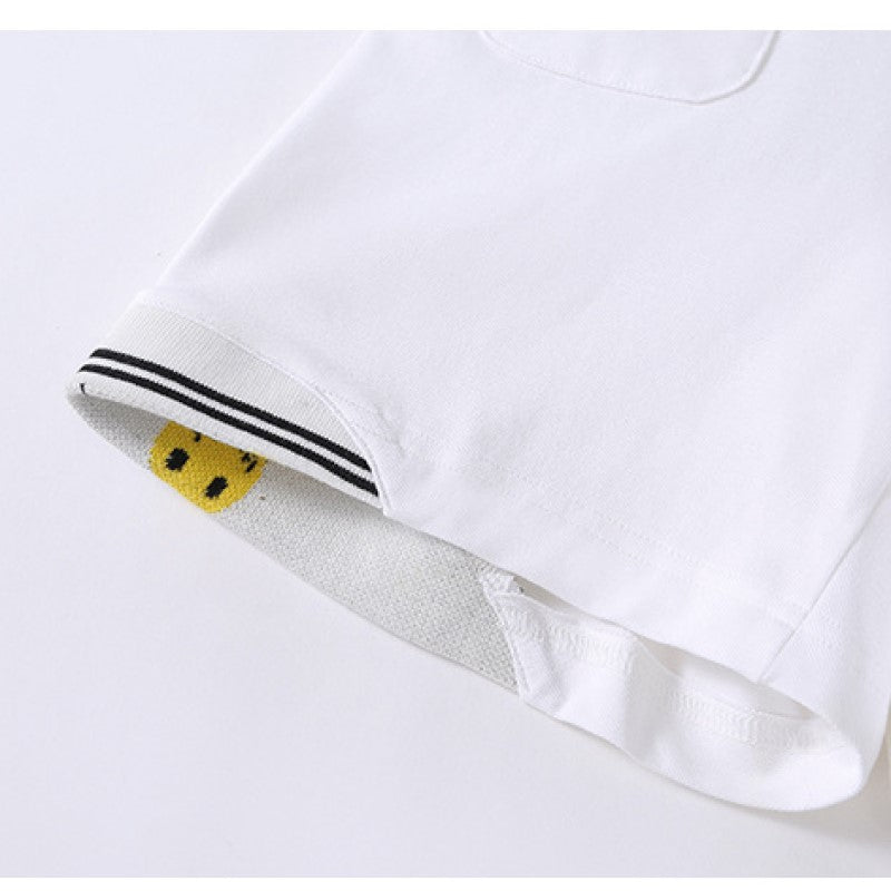 Girls White Polo Collar Pure Cotton Top with Shorts