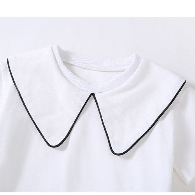 Girls White Pure Cotton Top with Trousers