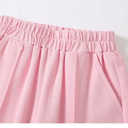 Girls Pink Colourblocked Pure Cotton Top with Pyjamas