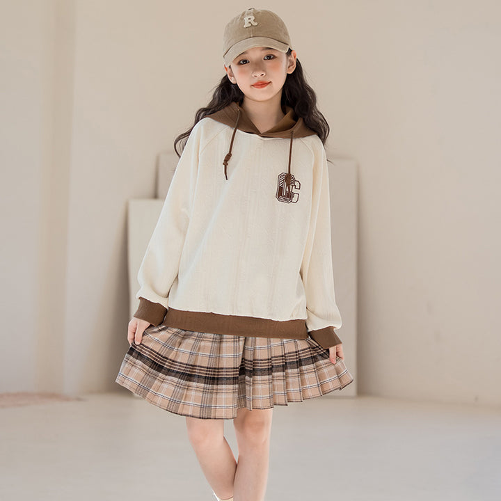 Girls Colourblocked Top with Skirt