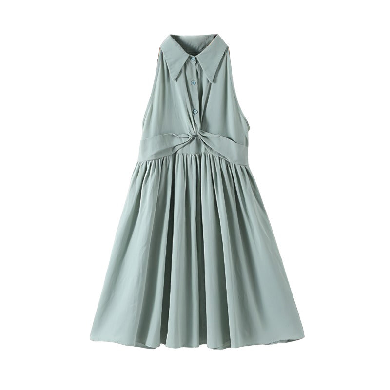 Girls Shirt Collar A-Line Dress