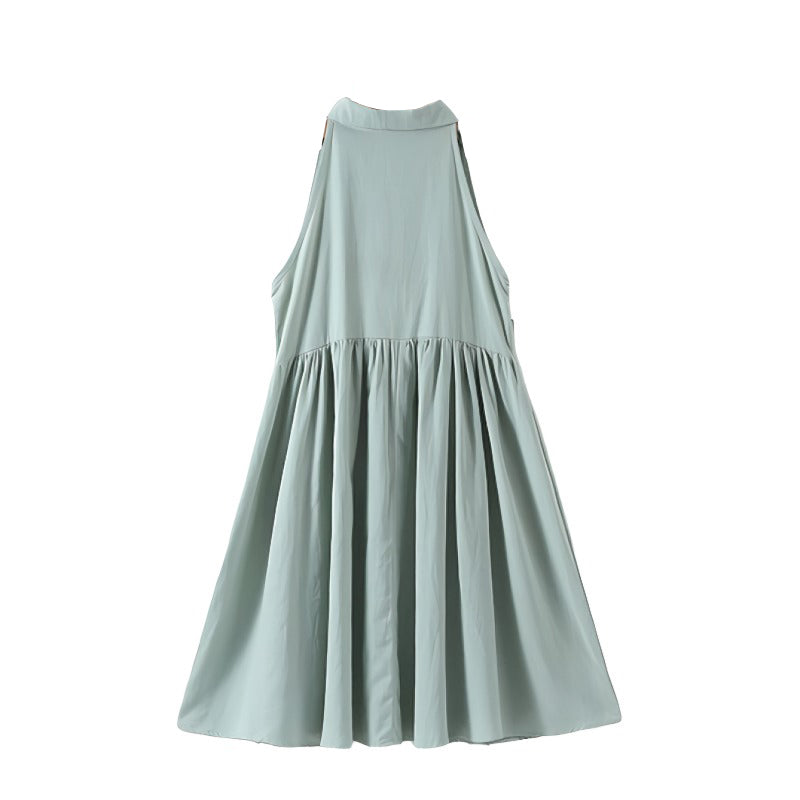 Girls Shirt Collar A-Line Dress