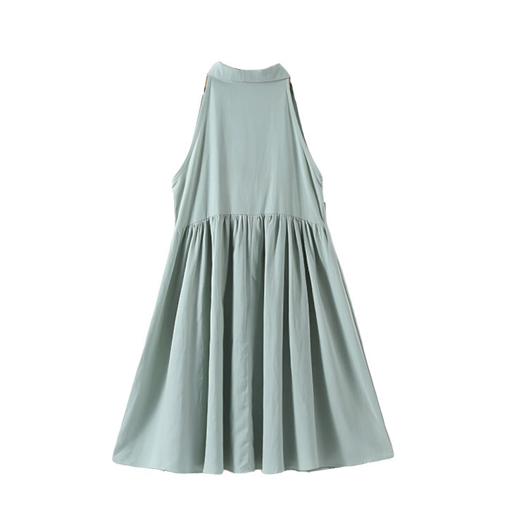 Girls Shirt Collar A-Line Dress