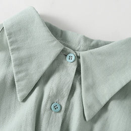 Girls Shirt Collar A-Line Dress