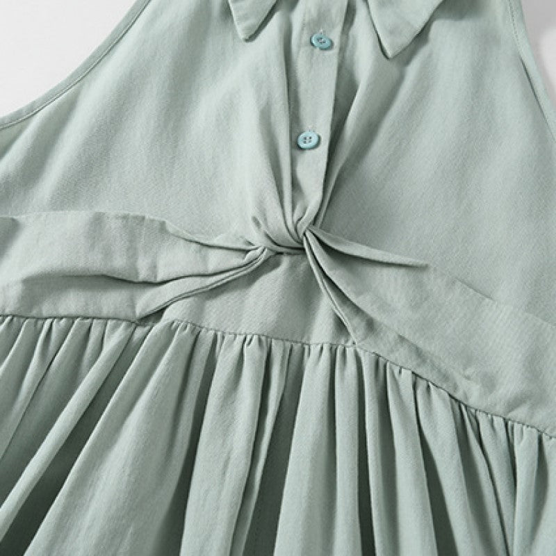 Girls Shirt Collar A-Line Dress
