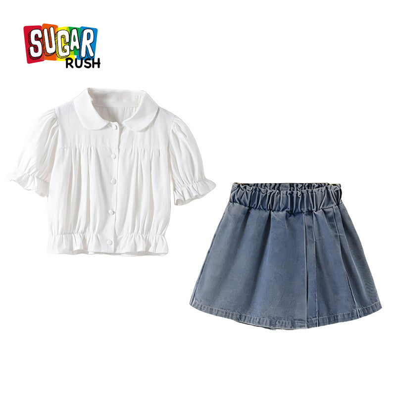Girls Pure Cotton Top with Skirt
