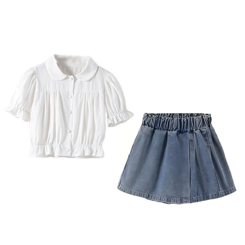 Girls Pure Cotton Top with Skirt