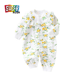 Infant Girls Floral Printed Cotton Rompers