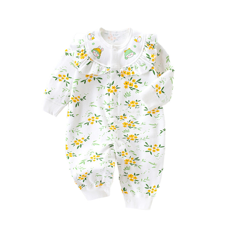 Infant Girls Floral Printed Cotton Rompers