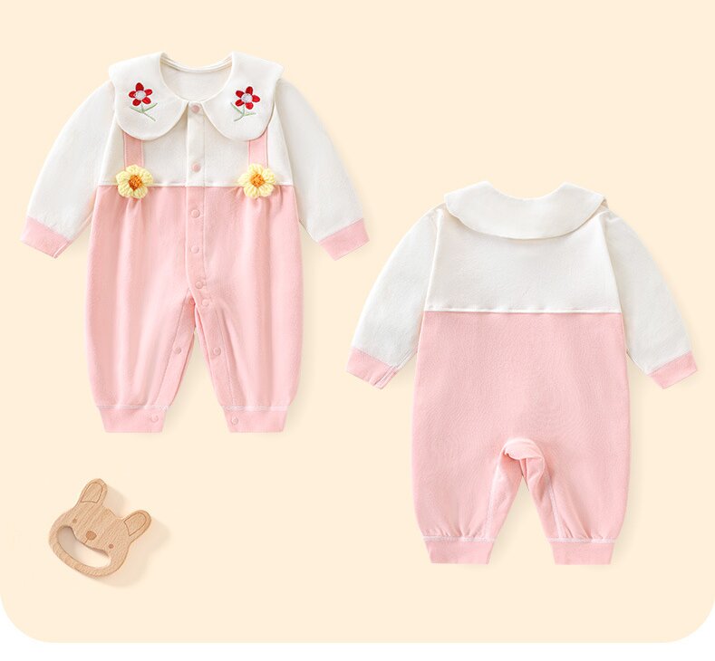 Infant Girls Printed Cotton Rompers