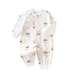 Infant Boys Printed Cotton Long Sleeve Rompers