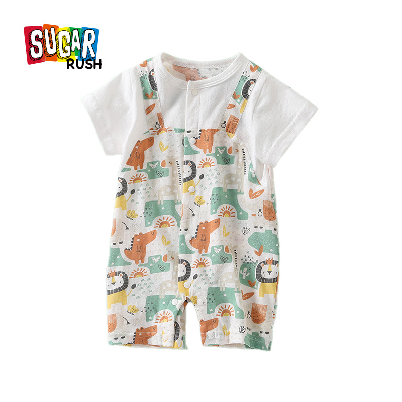 Infant Boys Printed Cotton Rompers