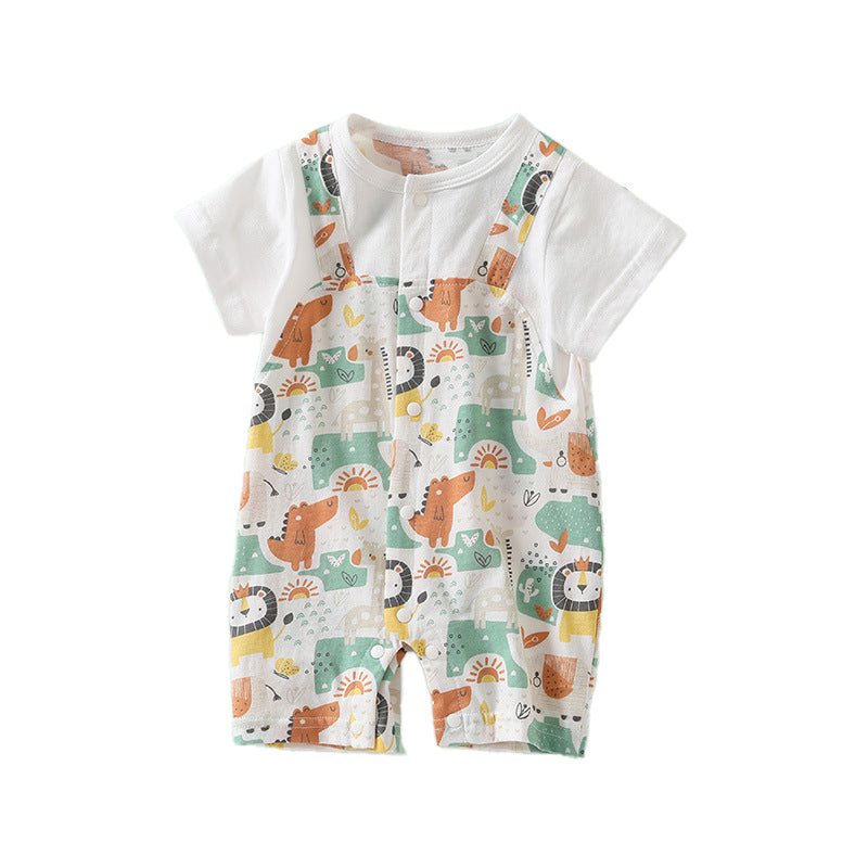 Infant Boys Printed Cotton Rompers