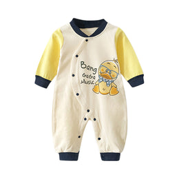 Infant Boys Yellow Typography Printed Pure Cotton Rompers