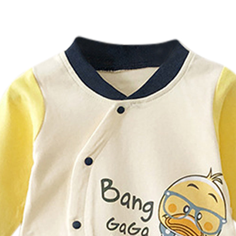 Infant Boys Yellow Typography Printed Pure Cotton Rompers
