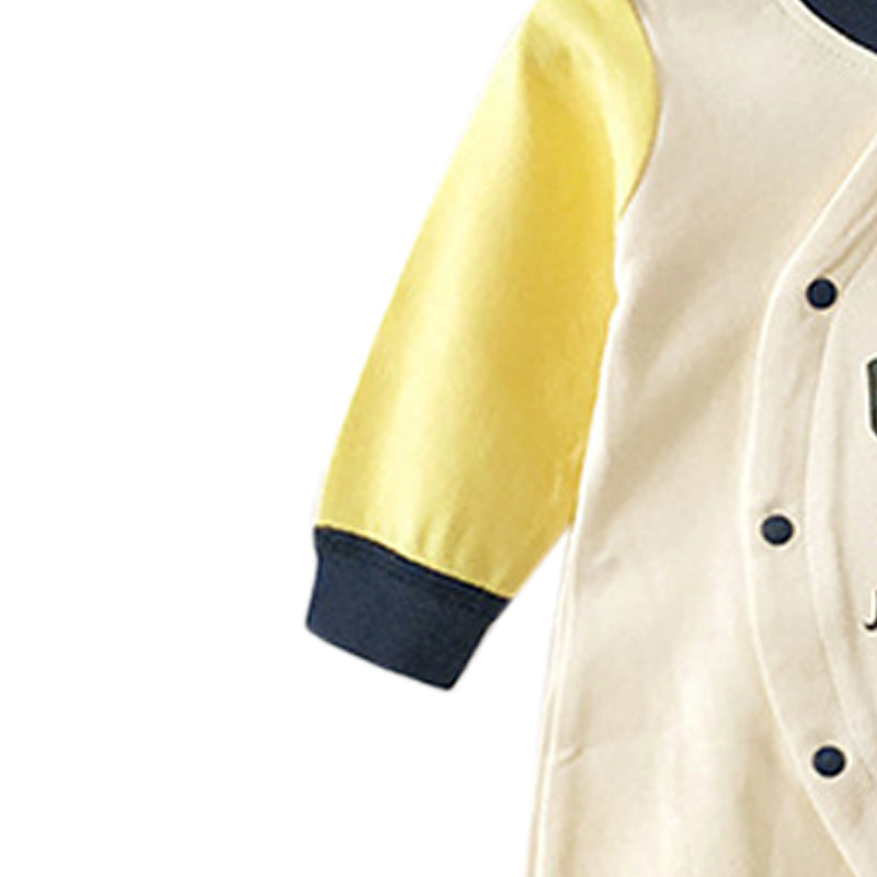 Infant Boys Yellow Typography Printed Pure Cotton Rompers