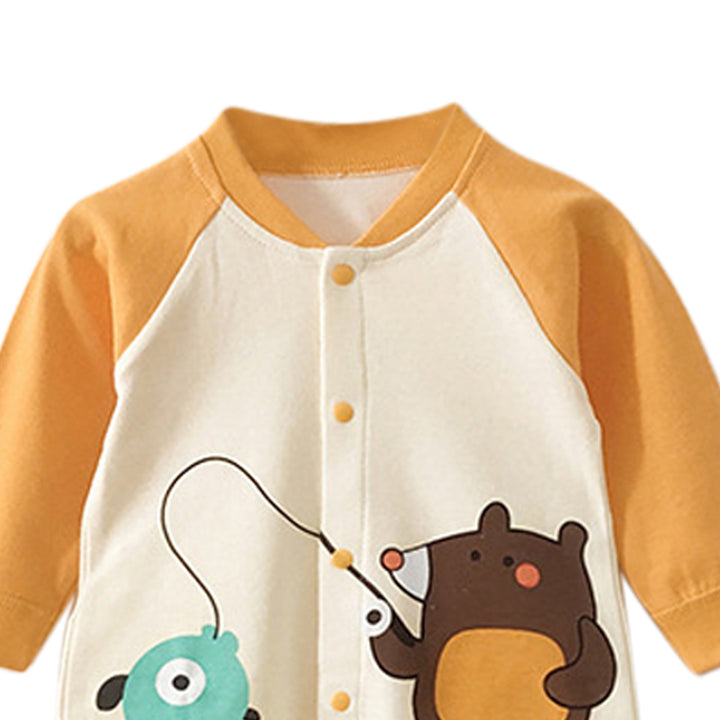 Orange Infants Boys Printed Cotton Rompers