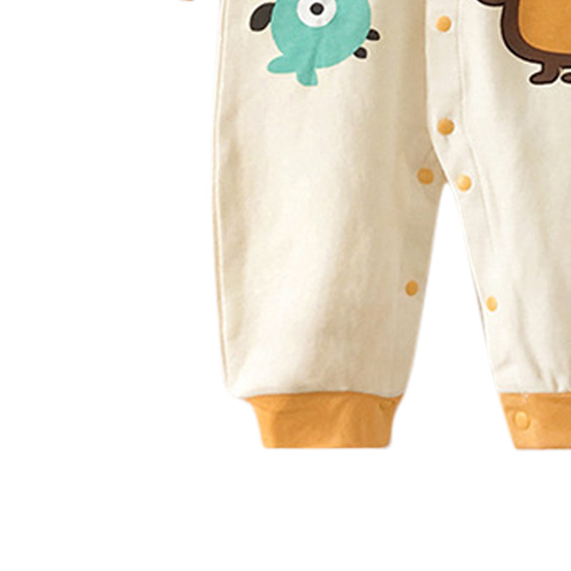 Orange Infants Boys Printed Cotton Rompers