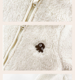 Infant Boys White Hooded Zip-Up Romper