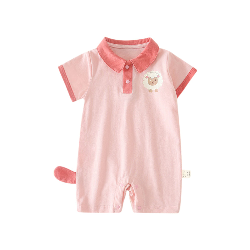 Infants Boys shirt collar Cotton Rompers