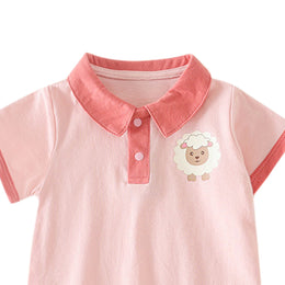 Infants Boys shirt collar Cotton Rompers