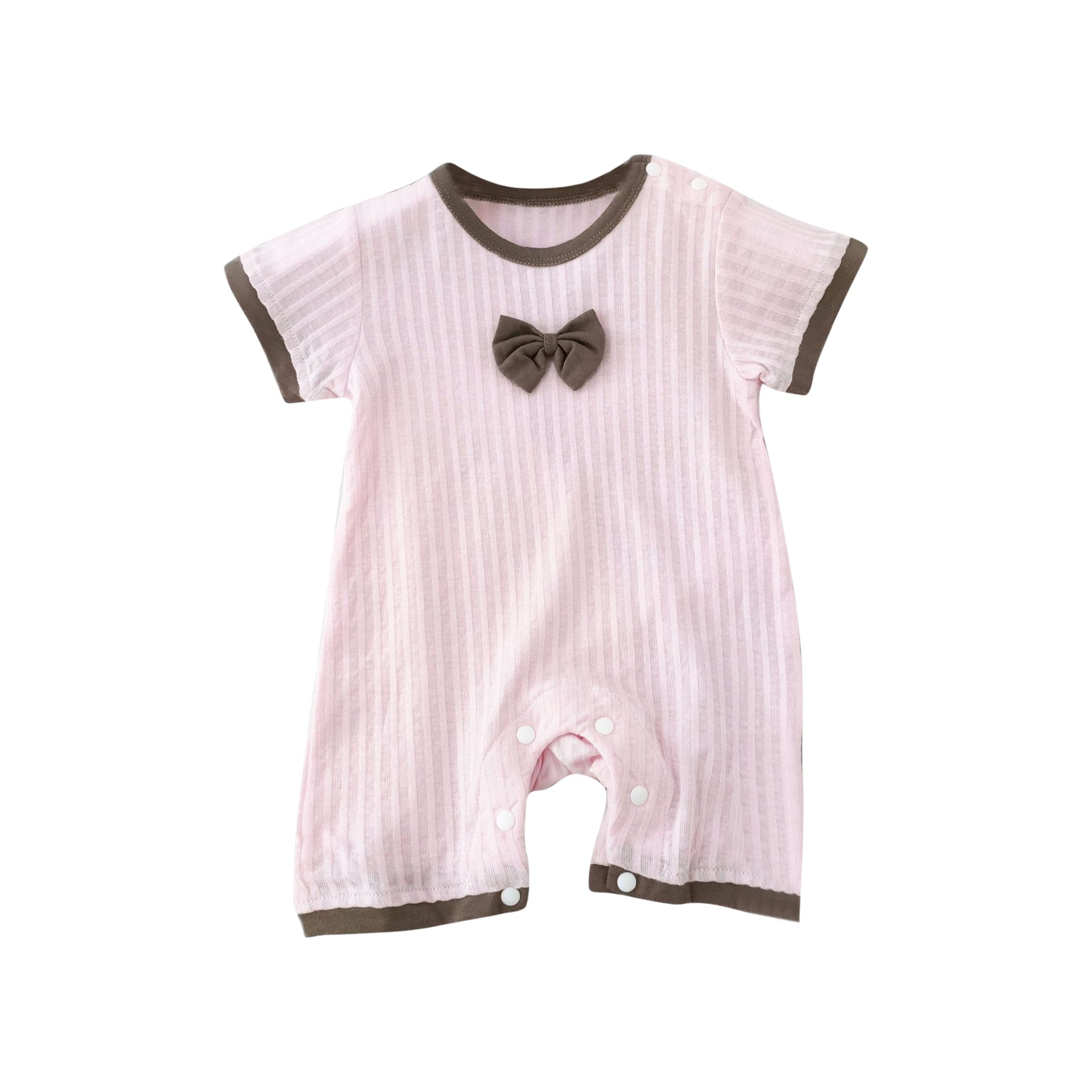 Infant Girls Pink Striped Cotton Rompers