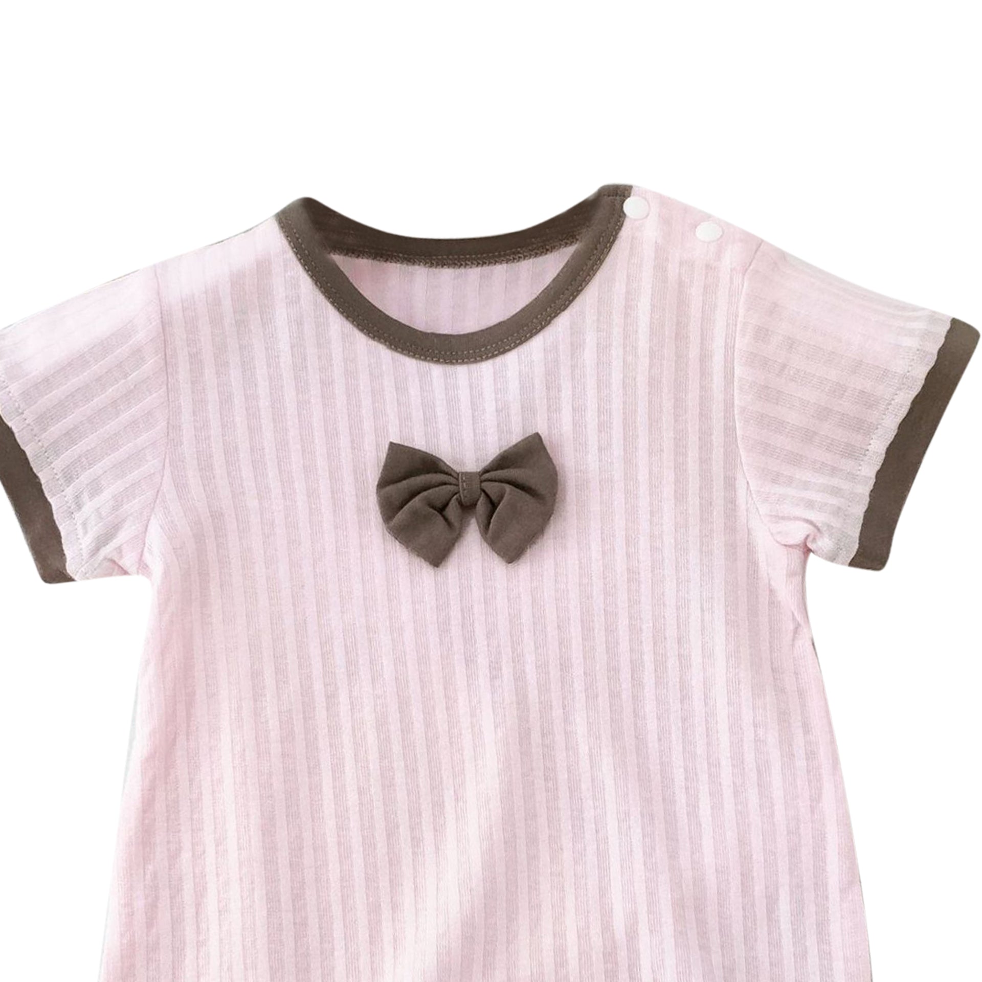 Infant Girls Pink Striped Cotton Rompers