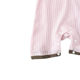Infant Girls Pink Striped Cotton Rompers