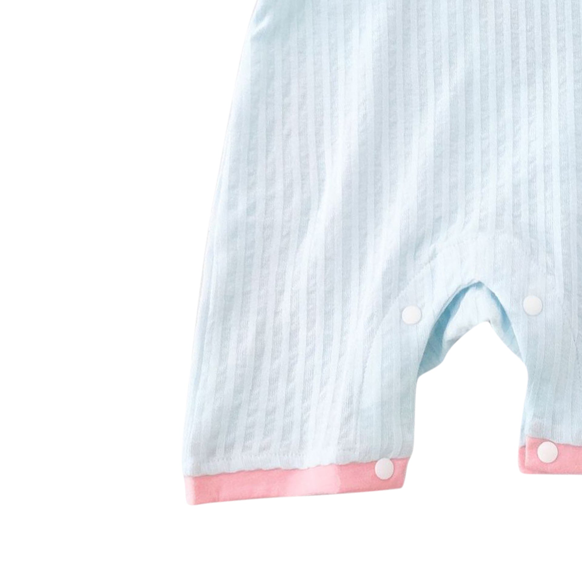 Blue Infant Girls Striped Round Neck Short Sleeves Cotton Romper