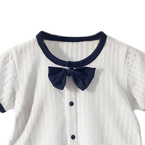 Infant Boys White Self Design Cotton Rompers