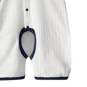 Infant Boys White Self Design Cotton Rompers