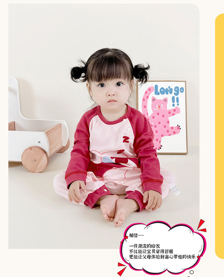 Infants Girls Pink Printed Cotton Rompers