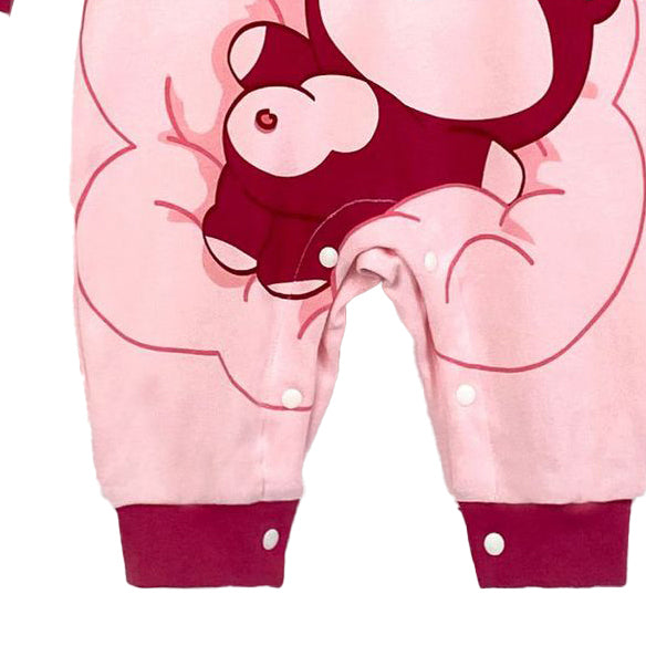 Infants Girls Pink Printed Cotton Rompers