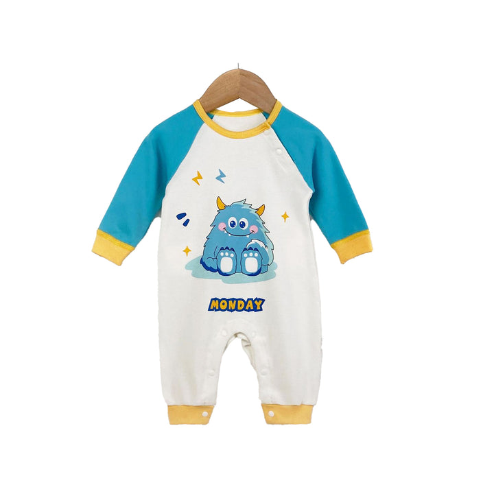 Infants Boys White Printed Cotton Rompers