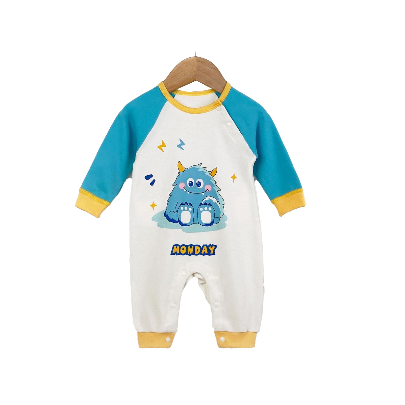 Infants Boys White Printed Cotton Rompers