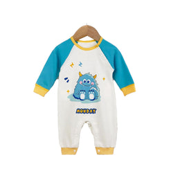 Infants Boys White Printed Cotton Rompers