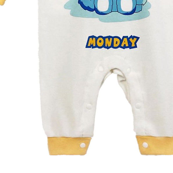 Infants Boys White Printed Cotton Rompers