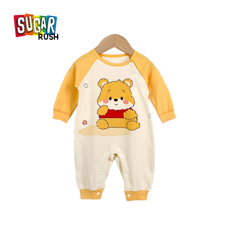 infants Boys Yellow Graphic Printed Cotton Rompers
