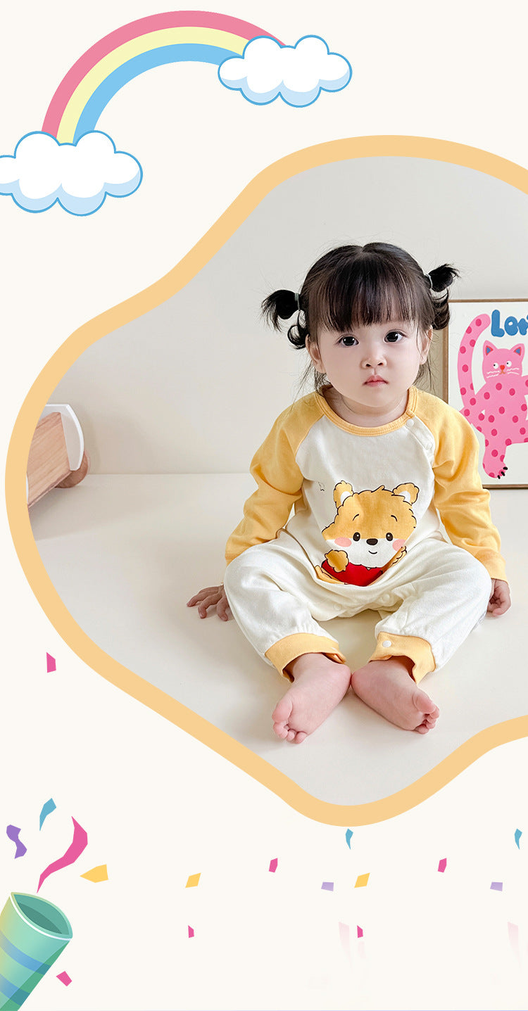 infants Boys Yellow Graphic Printed Cotton Rompers