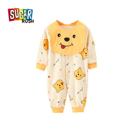 Infant Boys Yellow Graphic Printed Cotton Rompers
