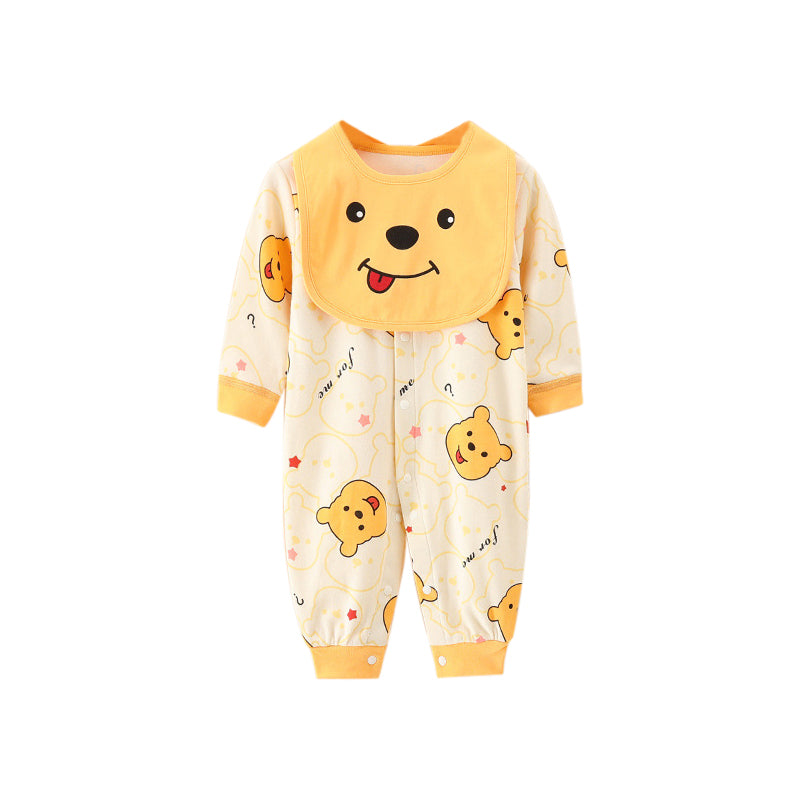Infant Boys Yellow Graphic Printed Cotton Rompers