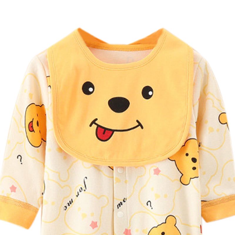 Infant Boys Yellow Graphic Printed Cotton Rompers