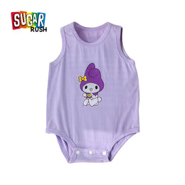 Infant Boys Purple Printed Sleeveless Cotton Bodysuit