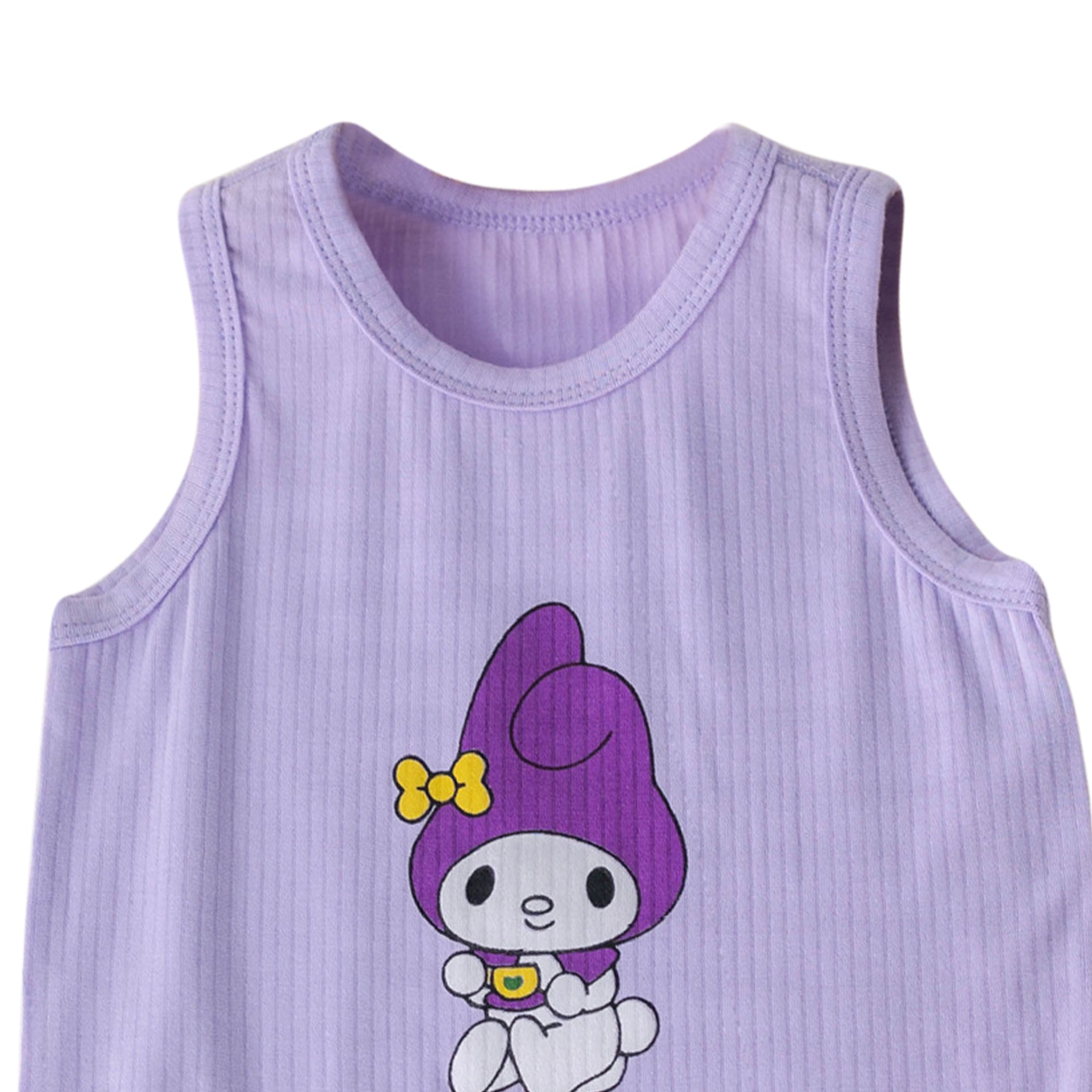 Infant Boys Purple Printed Sleeveless Cotton Bodysuit