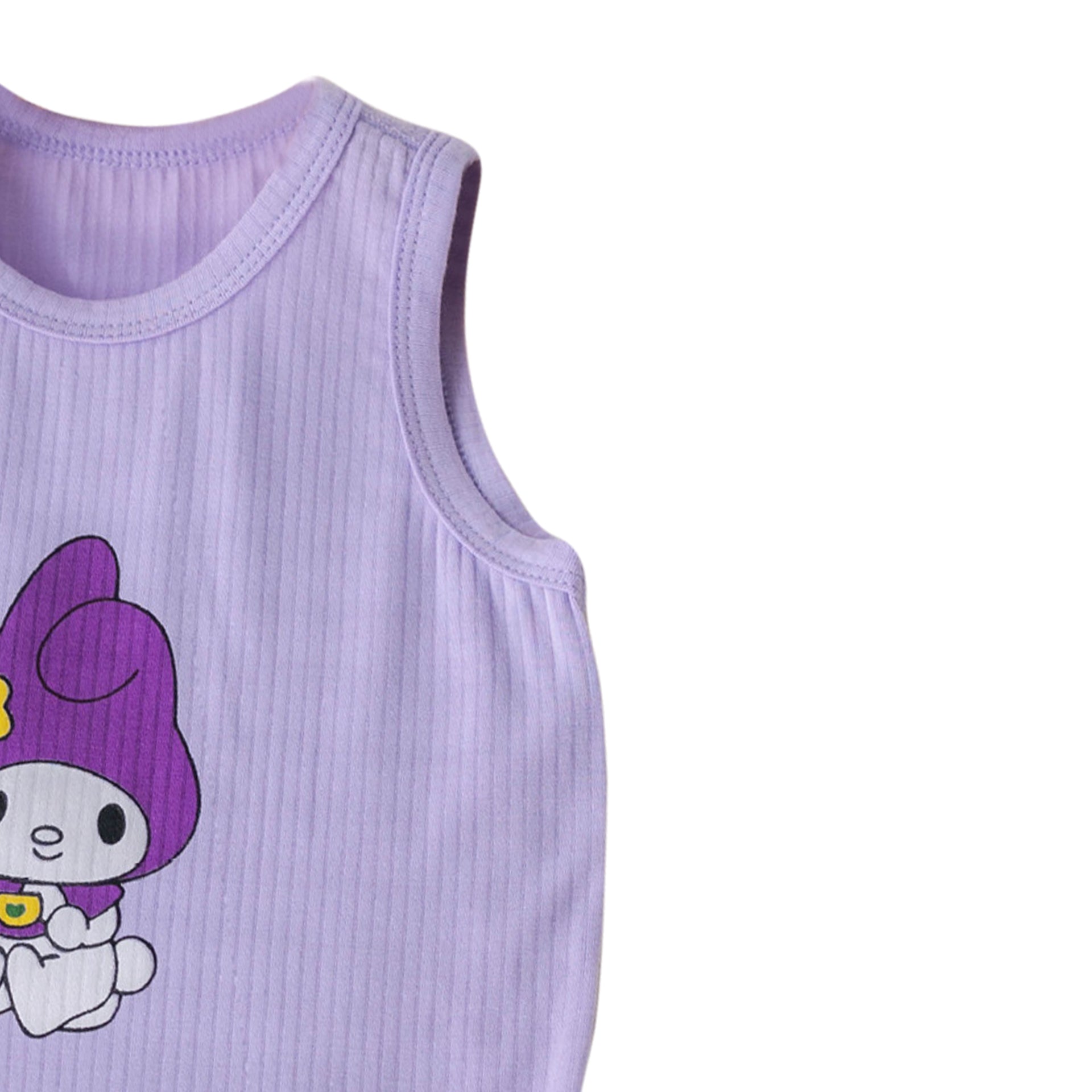 Infant Boys Purple Printed Sleeveless Cotton Bodysuit