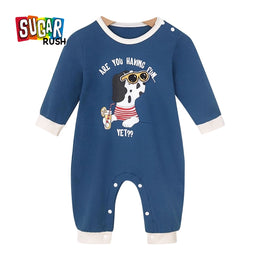 Boys Graphic Printed Cotton Rompers